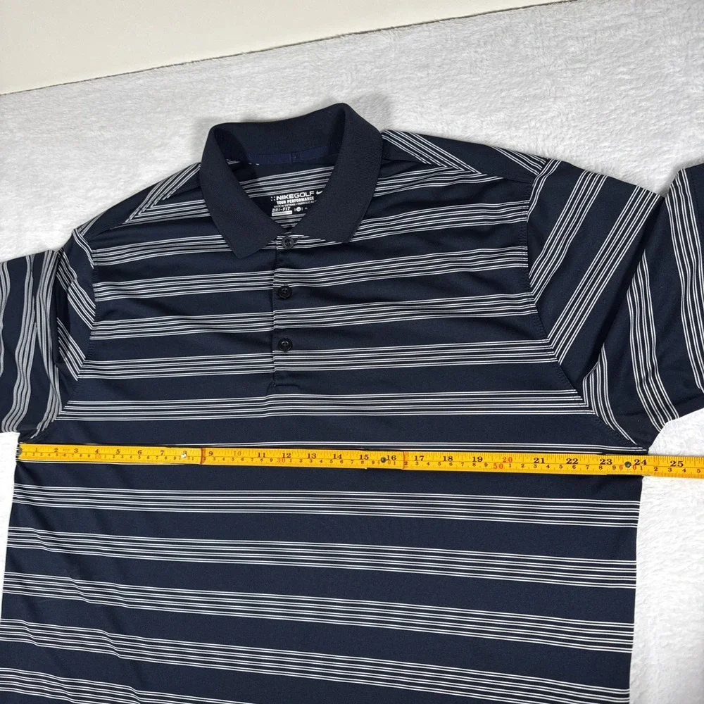 NIKE GOLF Men's Navy Blue/White Stripe SS Shirt Tour Peformance Fri-Fit  Size XL